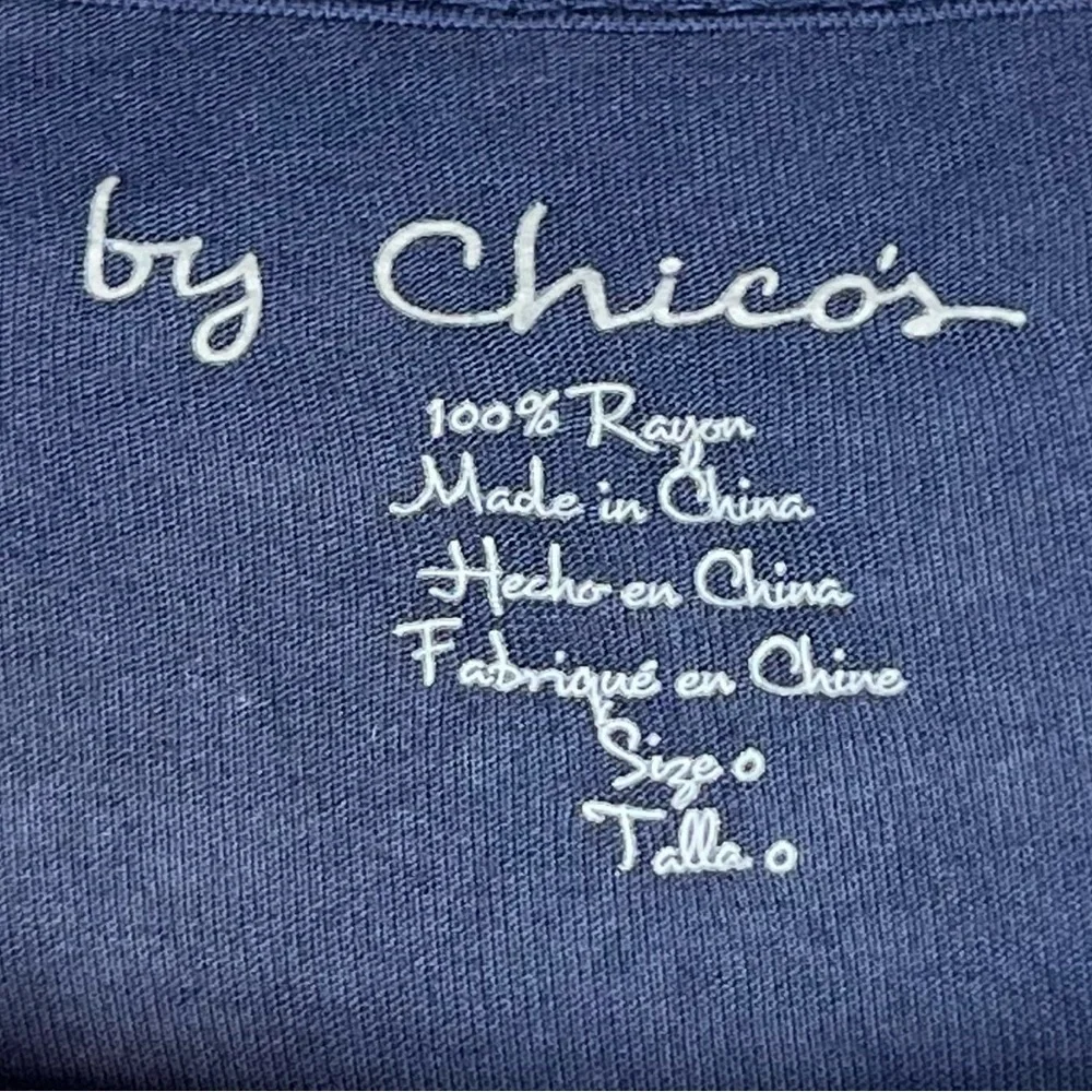 Chico’s Knit Woven Tunic Long Sleeve Asymmetrical Hem Navy Blue Small 570215863 - Picture 5 of 13